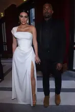 2017 Sexy Inspiriert durch Kim Kardashian Celebrity Dress Roter Teppich-kleid One Schulter Abendkleid Kleid