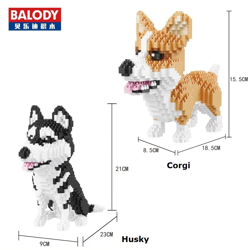 Balody мини блоки Милая корги собака Пластиковая строительная игрушка животный