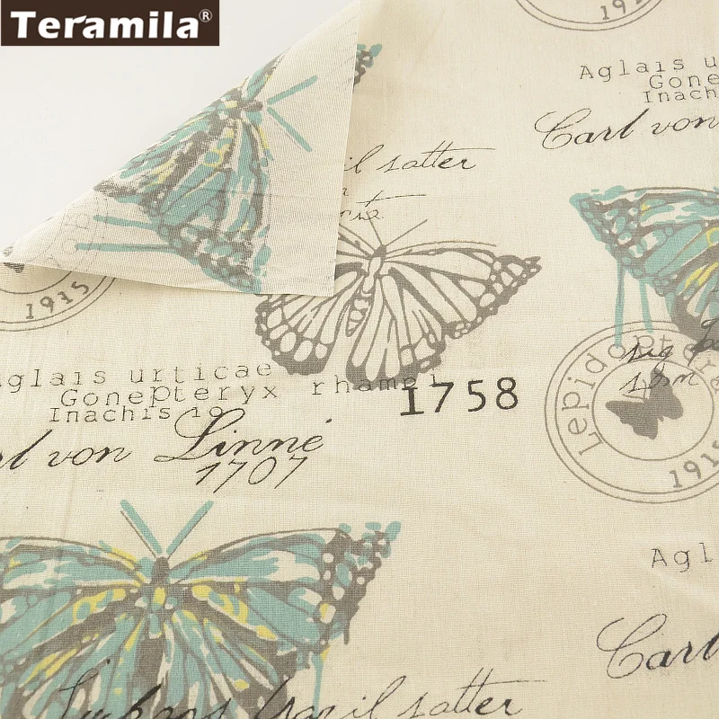 

Sewing Material Tissu Tablecloth Pillow Bag Curtain Cushion Pillow TERAMILA Home Textile Cotton Linen Fabric Cartoon butterflies