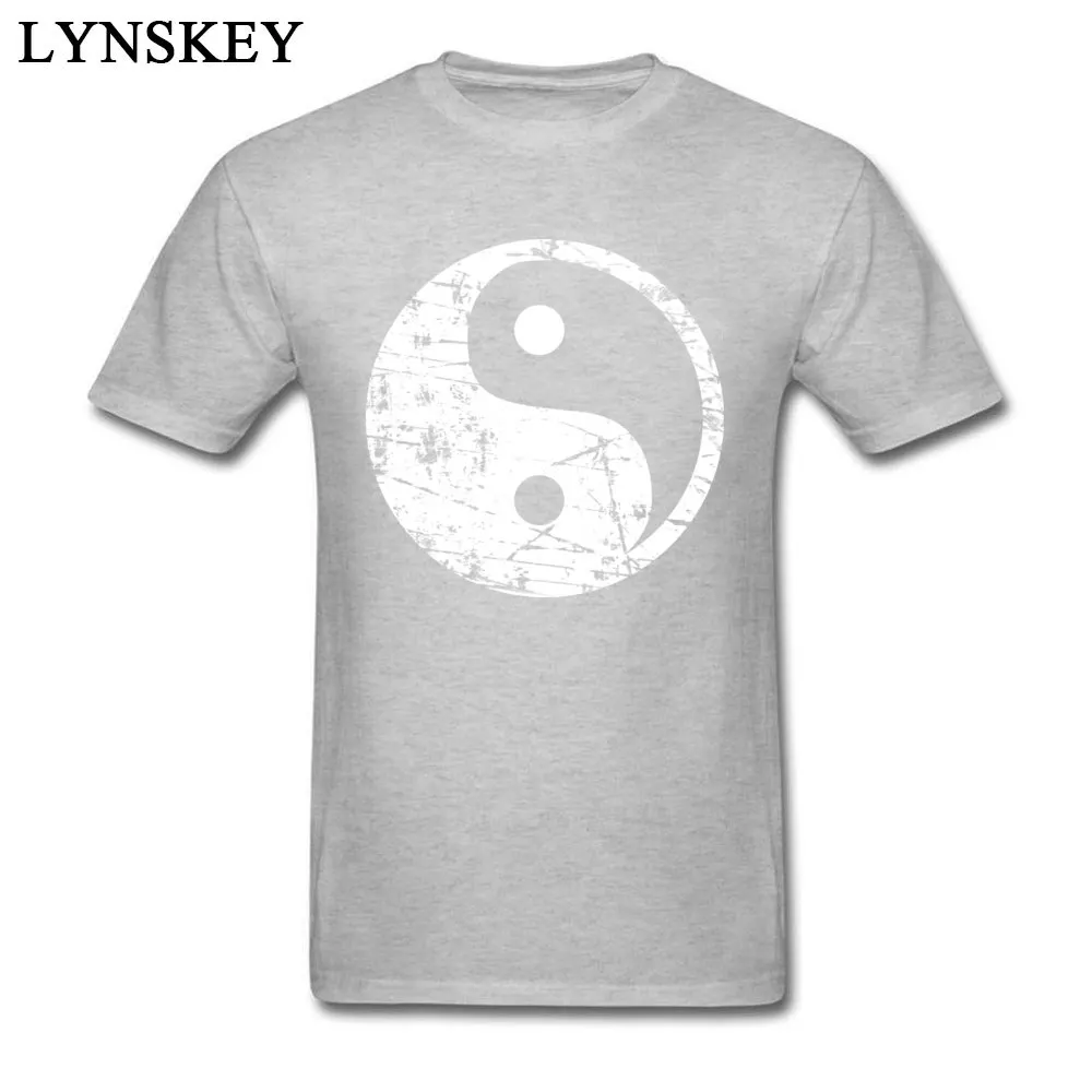 100% Cotton Tops Shirts Yin Yang Grunge - White for Men Casual T Shirts Custom Family O Neck Short Sleeve Tee Shirts Yin Yang Grunge - White grey