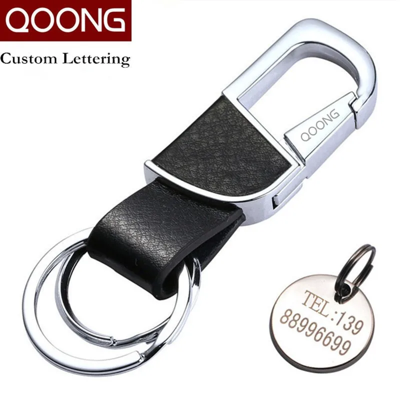 

2015 New Arrival Genuine Leather + Alloy MB Key Chain Ring Holder Man's Waist Hanged Keyholder Double Loop Car Keychain QZ22-004