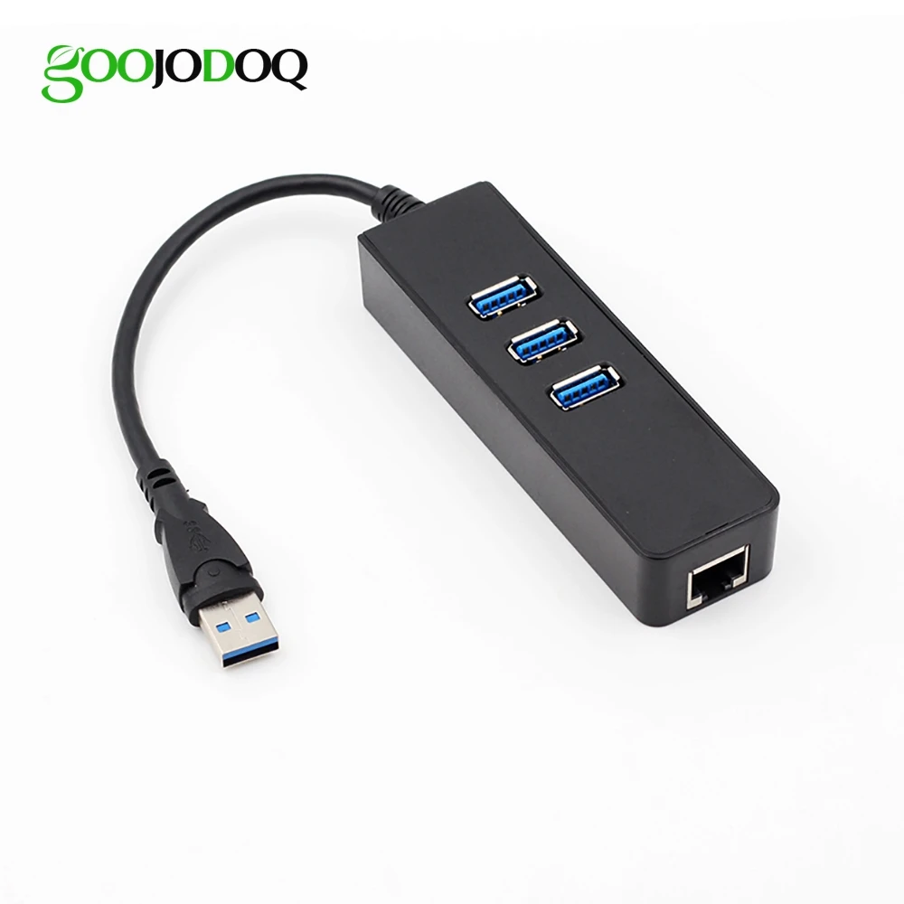 GOOJODOQ 3 Порты и разъёмы USB 3,0 концентратор 10/100/1000 Мбит/с Gigabit Ethernet адаптер USB к RJ45 Lan сетевая карта адаптер для Windows Mac ноутбука