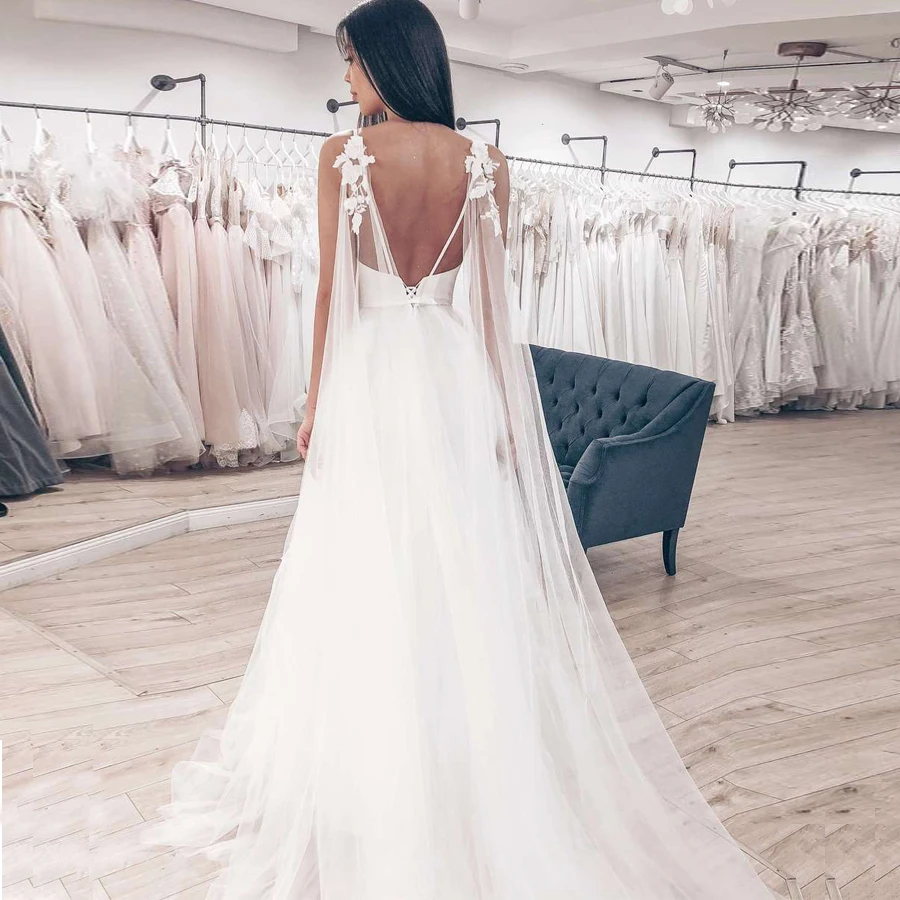 Wedding-Dress-2019-Sexy-Spaghetti-Straps-Tulle-Vestido-De-Novia-Sleeveless-V-neck-Backless-Bride-Dresses (2)