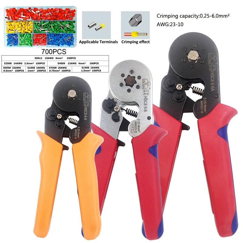 HSC8 6-6 crimping tool crimping plier cable hand tools round nose crimp pliers for insulated and non-insulated bushing terminals HSC8 6-6 crimping tool crimping plier cable hand tools round nose crimp pliers for insulated and non-insulated bushing terminals