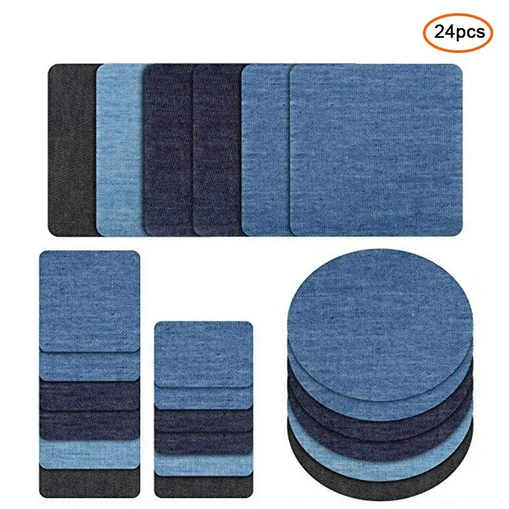 24Pack Iron On Denim Patches Household DIY Jackets Jeans No Sew Knee