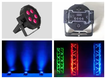 

10pcs/lot, ADJ LED Par Light 5x3W RGB Flat 3in1 IEC input/output Slim par38 Lights DMX Megar Par Stage Lighting