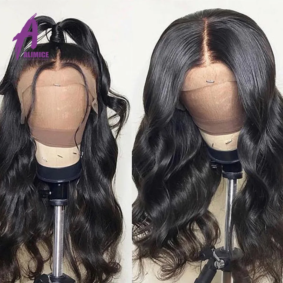 Alimice Body Wave Lace Front Human Hair Wigs For Women Pre Plucked European Remy Hair Wigs 134 With Baby Hair 8-24inch