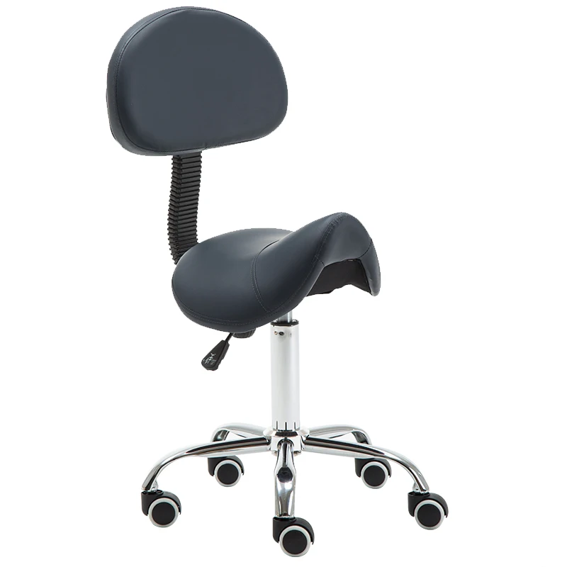 Rolling Salon Stool Swivel Hydraulic Saddle Chair Chromed Steel &Leather Rolling Chair For Tattoo SPA Beauty Massage Hairdresser