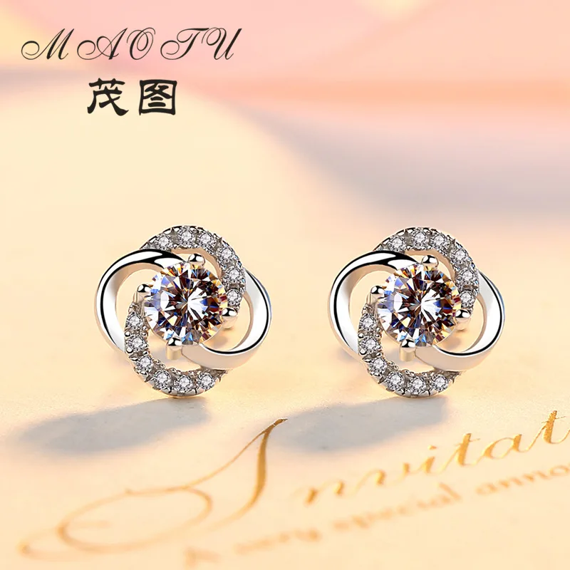

2018 Fashion Woman Genuine AAA Shiny Cubic Zircon Stud Heart Earring Long Female Party Jewelry 925 Sterling Silver Earrings