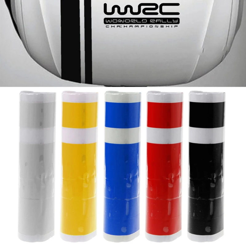 Mayitr 1 pc 110*15 cm W-RC Stripe Racing Sports Sticker 4 colores gráfico coche cubierta vinilo calcomanía para piezas exteriores de automóviles