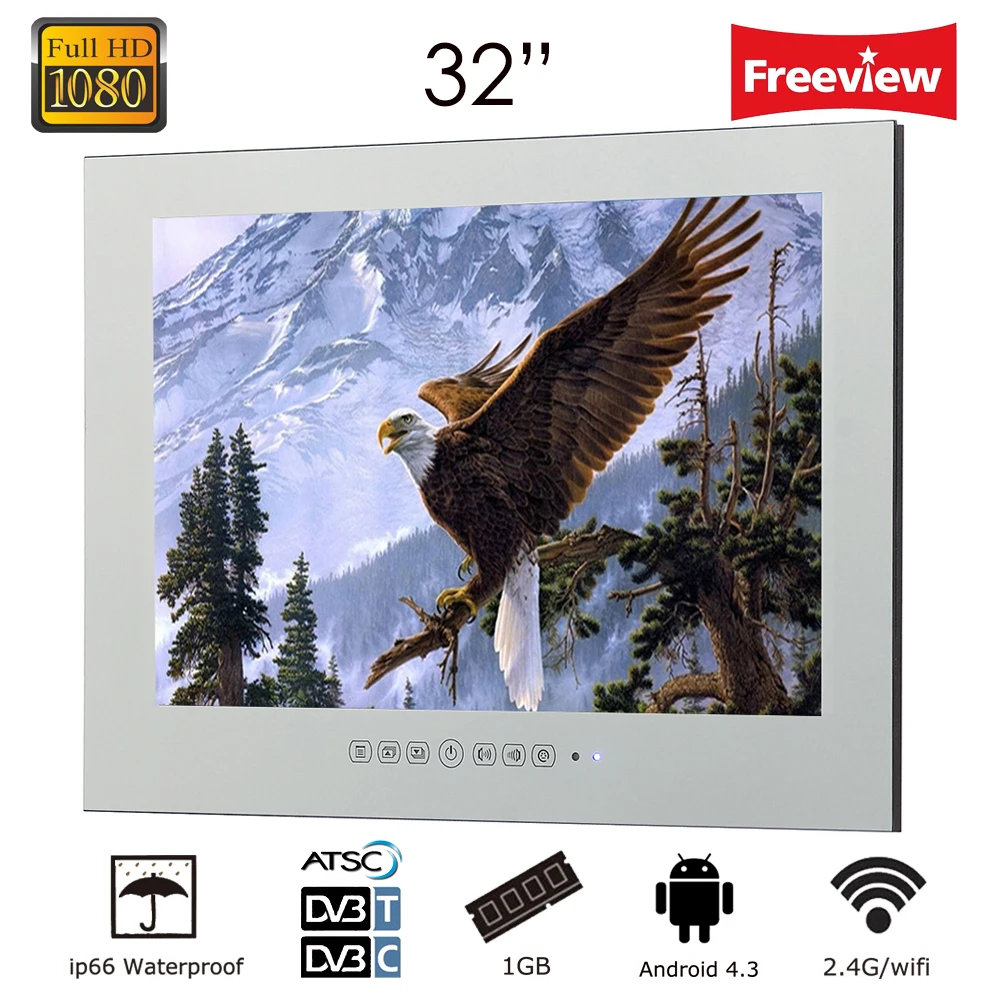 

Free shipping 32 inch bathroom TV Android smart TV Mirror Television WIFI full-HD 1080P