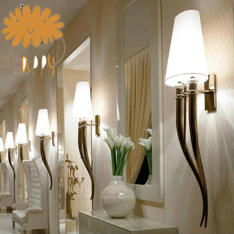 Creativo Led Lampada Da Parete Contratta Hotel Corno Lampada Da Parete Sala Da Pranzo Salotto Camera Da Letto Della Testa Di Un Letto Creative Led Wall Lamp Led Wall Lampwall Lamp Aliexpress