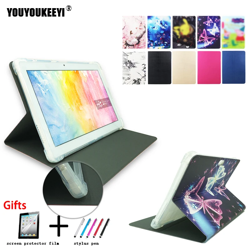 

Painted Front support stand cover For 10 inch 4G LTE Phone call Octa Core tablet Anti-drop TPU case for Lonwalk K800 + gifts