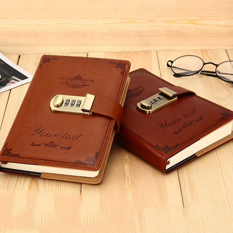 

RuiZe creative leather journal dairy notebook with lock password book office school stationery business notepad note book