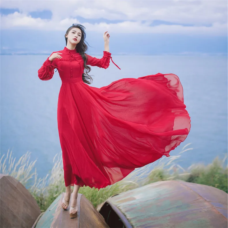 Новые высококачественные элегантные красные платья для отдыха, женские кружевные весенние повседневные платья-рубашки