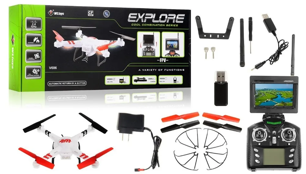 WLtoys V686 V686G FPV пульт дистанционного управления для квадрокоптера RC с 2MP Камера Радиоуправляемый квадрокоптер, НЛО с 6-axis Gyro Mini RC вертолет