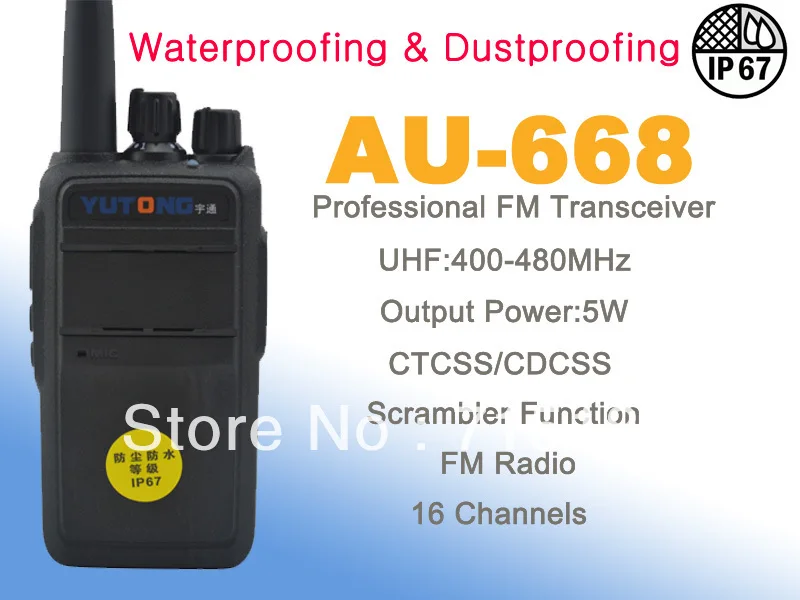 

IP67 Waterproof,Dustproof UHF 400-480MHz 5Watt 16Channel Handheld Walkie Talkie