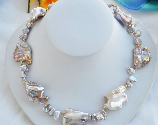 

Jewelr 005373 17" LAVENDER BAROQUE KESHI REBORN PEARL NECKLACE 14KGP