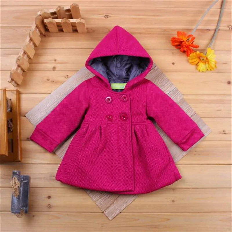 Weoneit/Новинка; модная детская одежда; двубортное шерстяное пальто принцессы с капюшоном для маленьких девочек; Тренч; платье для девочек; пальто - Цвет: purple
