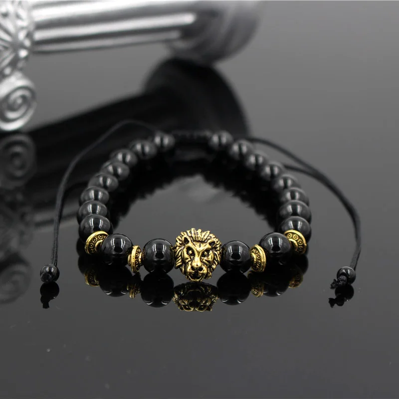 

Braiding Lion Stone Beads Bracelets For Women Pulseira Masculina Men Jewelry Feminina Bileklik Elastic Braclet Bijoux Mens