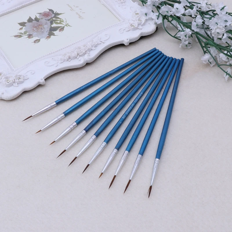 10 Pcs/Set Fine artist Thin Hook Line Pen Blue Art Supplies Drawing Art Pen Paint Brush Nylon Brush Painting Pen mark pen