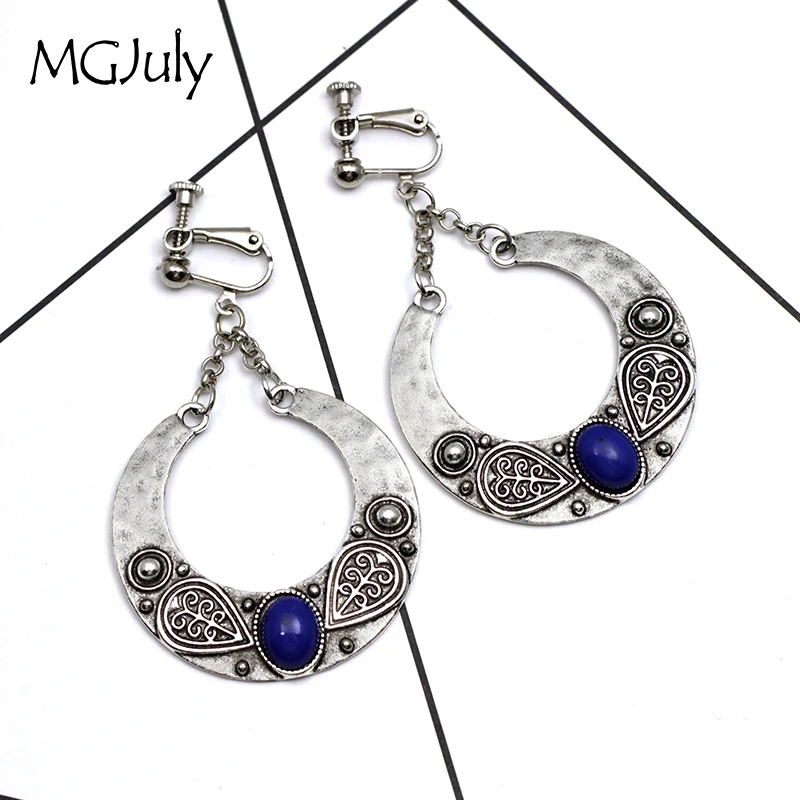 

Bohemian style Earring No Hole Ear Clips Vintage Carved Metal Clip Earrings Without Piercing Women Earring Jewelry CE152