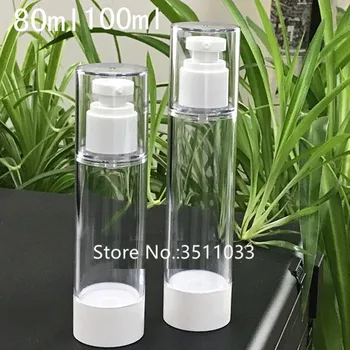 

20pcs 80ml 100ml Clear White Plastic Cosmetic Essence Bottle Airless Pump Bottle Empty Airless Lotion Pump Packing Bottle