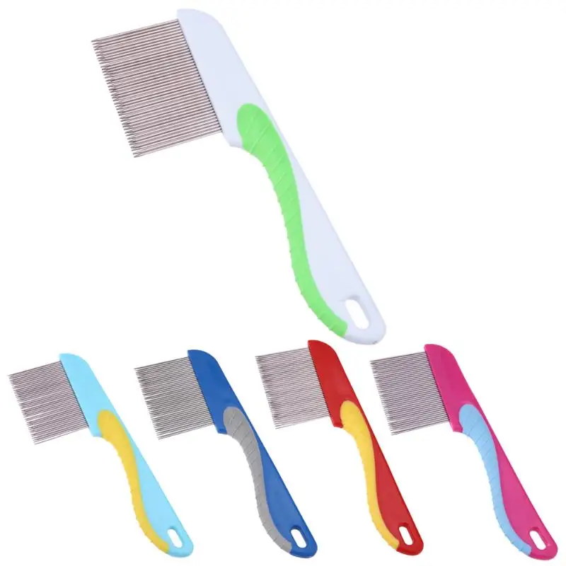 

Stainless Steel Dog Dense Teeth Comb Pet Massage Hair Fur Removal Brush Silicone Handle Pet Cat Dog Puppy Grooming Combs