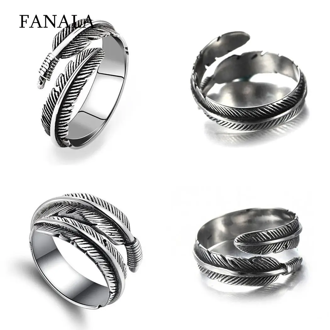 FANALA Unisex Rings Fashion Casual Carved Leaves Shape Open Female Ring Jewelry Charm Wedding Ring Silver rings for women anillo
