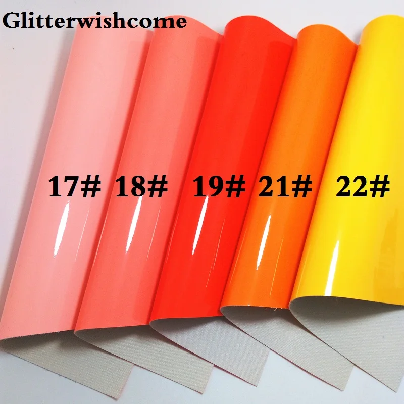 Glitterwishcome 21X29 см А4 Размер синтетическая кожа, Флуо лакированная гладкая кожа, искусственная из искусственной кожи Ткань Винил для бантов, GM024A