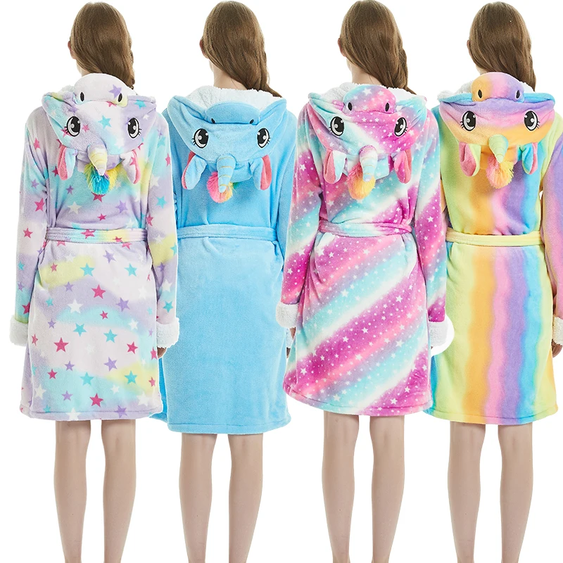 Stars Unicorn Bathrobe Animals Cartoon Fancy Coat Panda Rainbow Galaxy