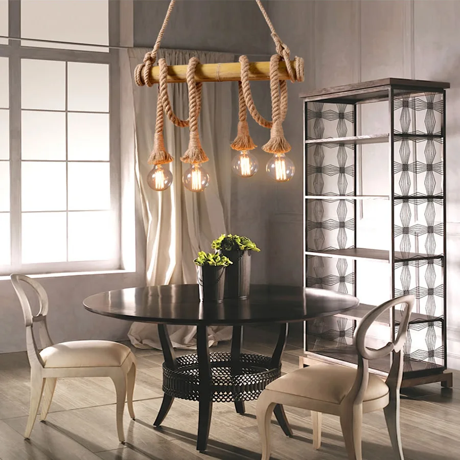 Vintage Rope Pendant Lights Loft Creative Industrial Lamp E27 Edison Bulb American Style For Restaurant/Bar Home Decoration | Лампы и
