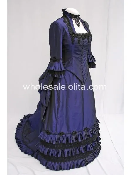 dark blue victorian dress