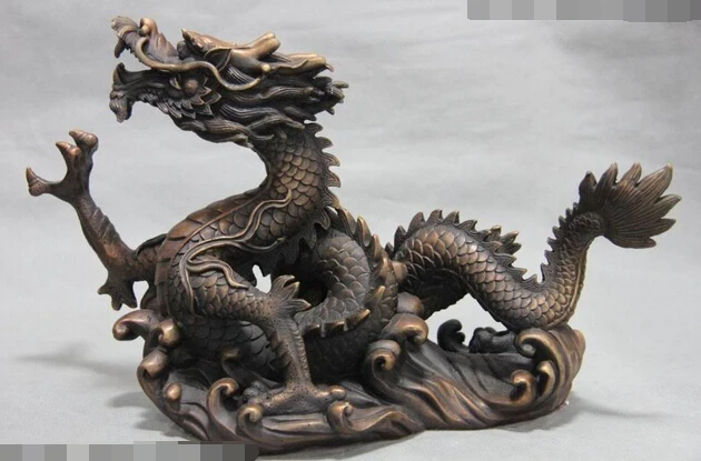 

wholesale factory China Pure Red Bronze Feng Shui Zodiac Lucky Auspicious Dragon Takeoff Sculpture