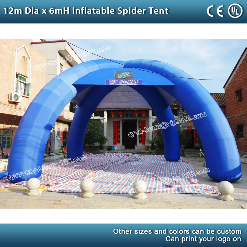12m dia 4 legs giant blue inflatable spider tent with CE UL blower