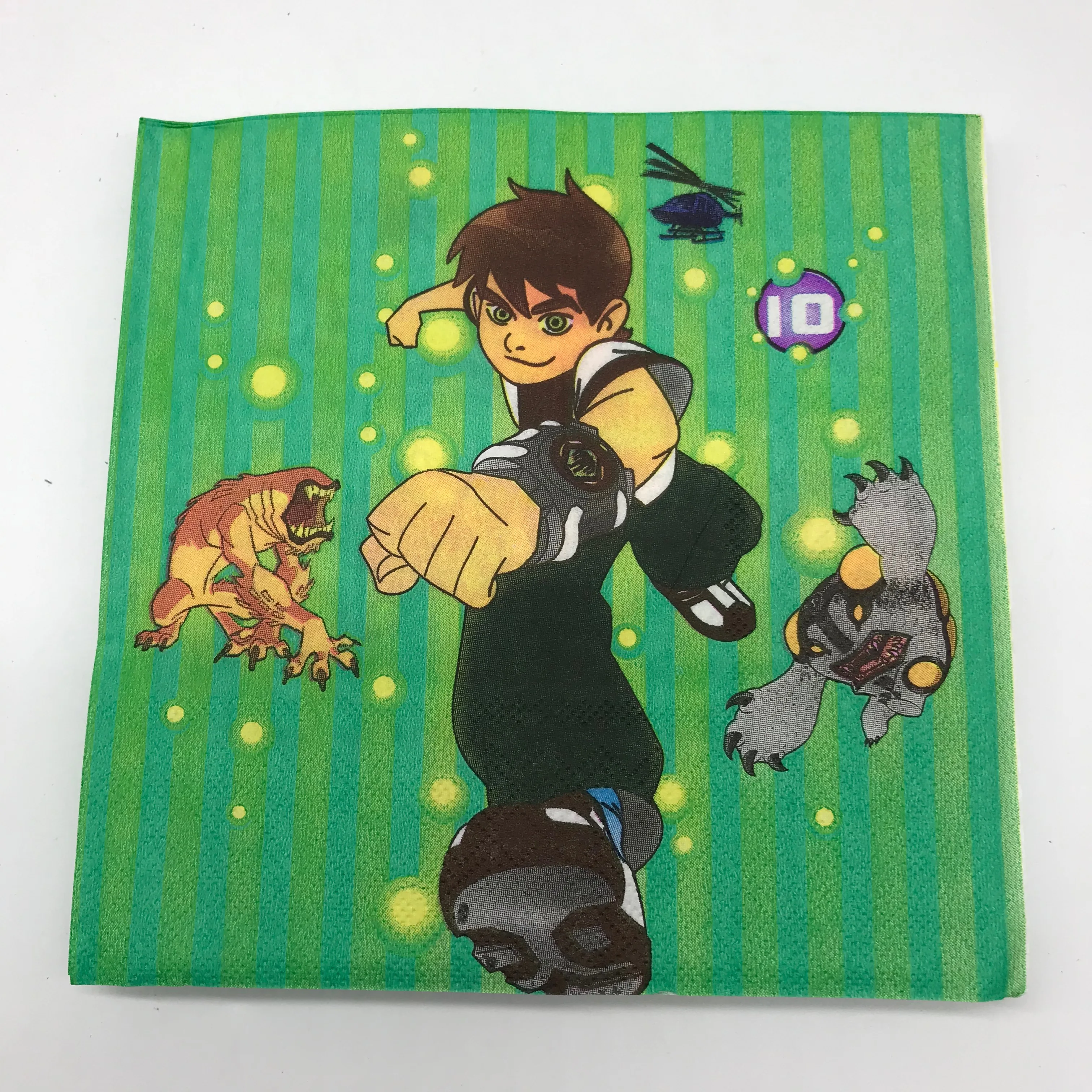 20pcs/pack disposable napkins Ben 10 theme birthday party decorations Ben 10 disposable napkins baby shower decorations