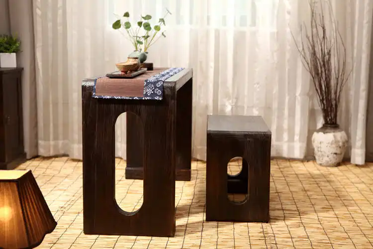 Wood Piano Table Stool Set Rectangle 110*40cm Asian Antique Furniture Living Room Oriental Japanese/Chinese Tea Table Design