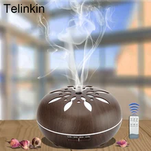 

Telinkin 550ml Air Aroma Essential Oil Diffuser Ultrasonic Air Humidifier with Wood grain petal 7 Color lights for Home Bedroom