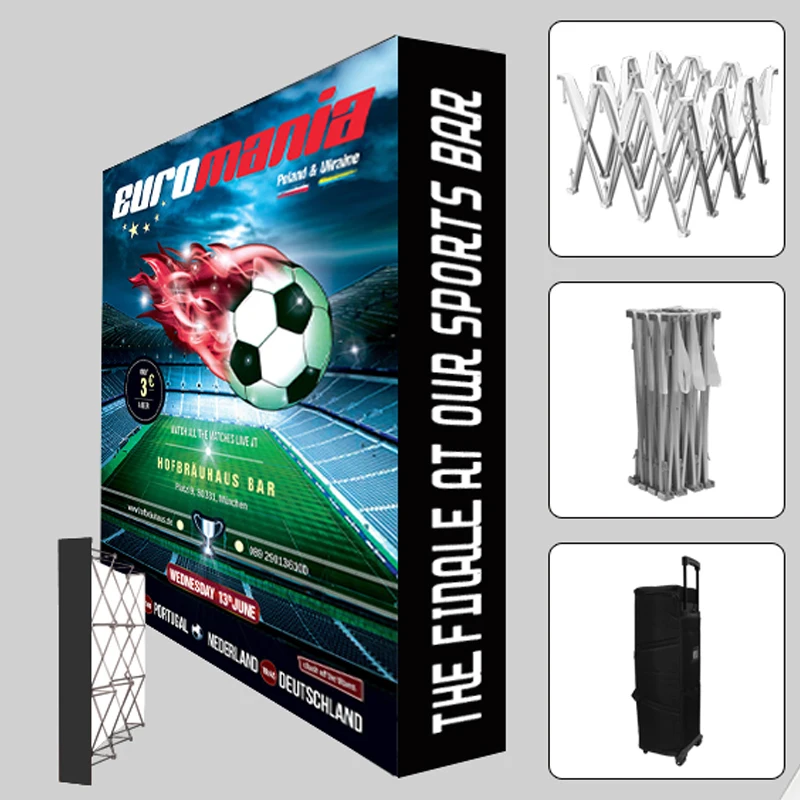 

10ft Portable Tension fabric straight Trade show Display Pop Up Stands booth backdrop wall with custom graphic printing