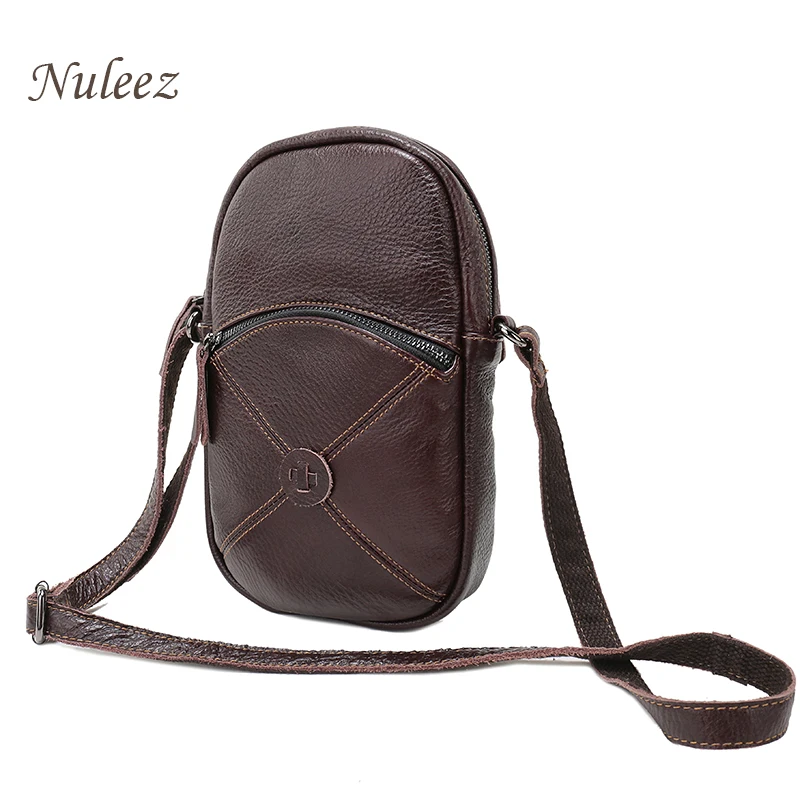 Nuleez Real Leather Cross-body Bags Unisex Cool Genuine Cowhide Leisure Bag Handbags Casual Green Brown On Sale 2021 |