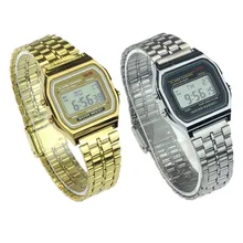 2017 Best gift hotsale Classic colorful unisex watch Vintage Womens Men Stainless Steel Digital Alarm Stopwatch Wrist Watch P*21