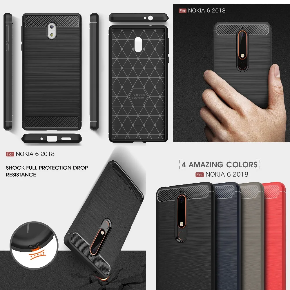 cheap For Nokia 6 2018 Case For Nokia 6 2017 Cases Luxury Carbon Fiber TPU Case For Nokia 6 2018 TA 1068 TA 1050 TA 1043 TA 1045