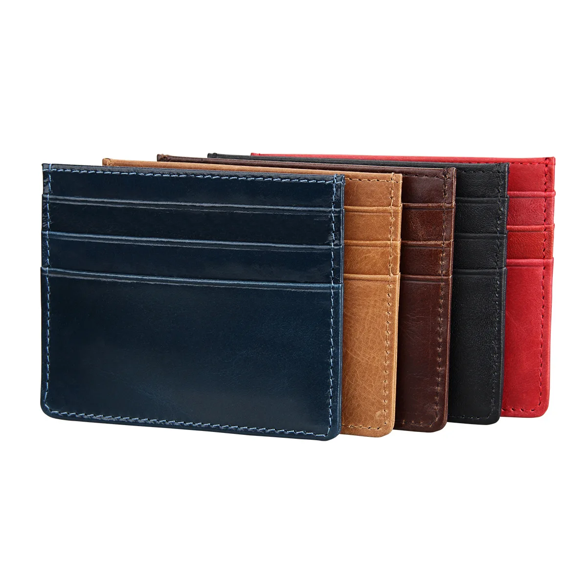 Genuine Leather Mini Card Holder for Men Women Cowhide Business Credit
