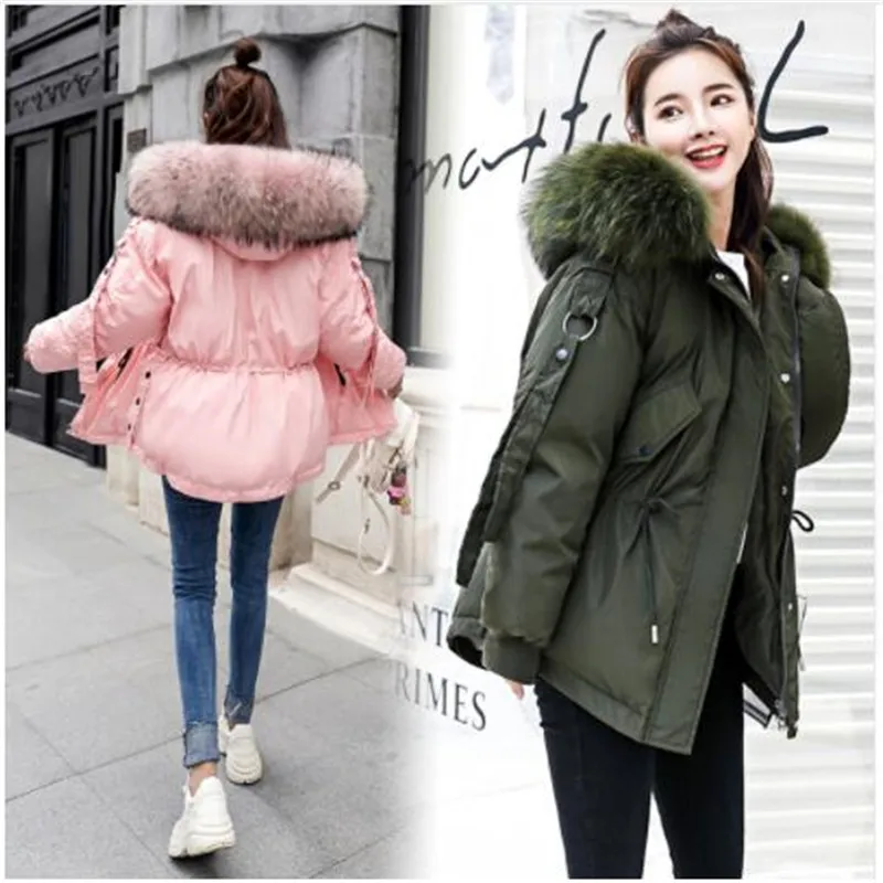 longueur Poilu Un 1 mot long Collier Coton 5 Nouvelles 3 Rembourré De Veste Fit Lâche À 7 Longue 2018 6 Ins 2 Mode Taille Capuche Femmes Robe 4 P88A7