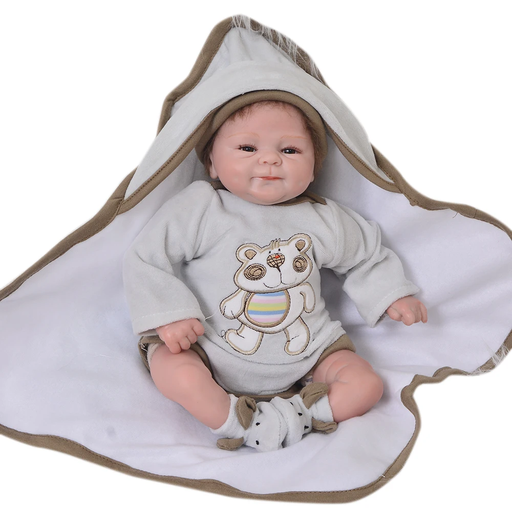 

Real Looking 17'' Reborn Baby Dolls Soft Silicone Body Alive Baby Stuffed Dolls Rooted Mohair Kids Toys As Birthday Xmas Gifts