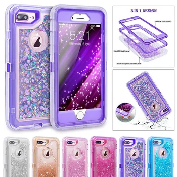 

MAYROUND Hybrid 3D Glitter Armor Case for iPhone 11 Pro Max Dynamic Quicksand Shockproof Phone Cases Covers for XsMax 6S 7 Plus