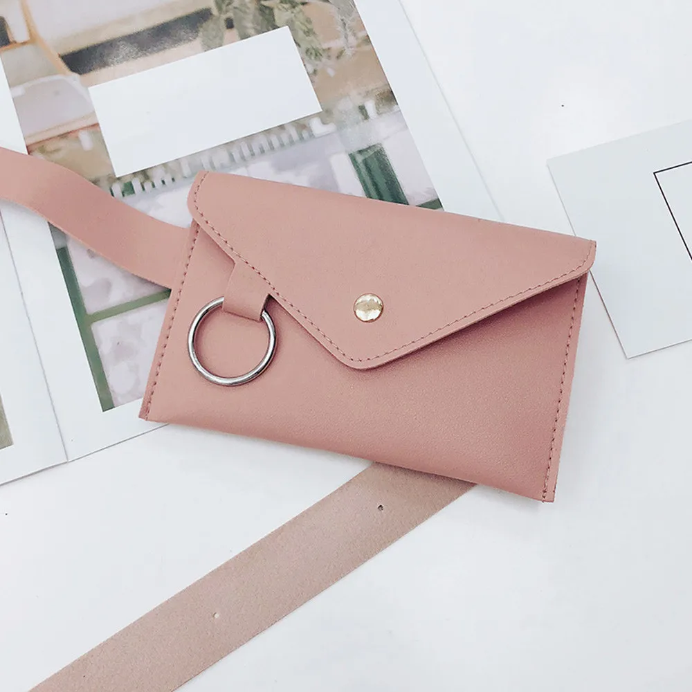 

2018 Fanny Pack Women Belt Bag Leather Waist Bag Fashion Women's Pure Color Ring PU Messenger Shoulder Chest pochete homem#H20
