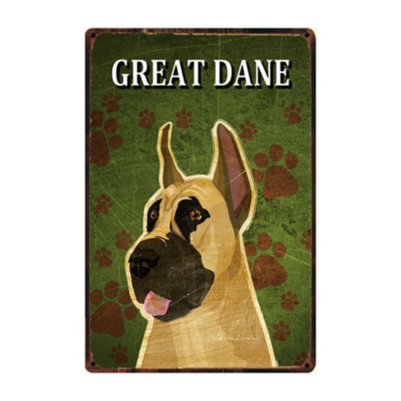 

[ Kelly66 ] Dogs Great Dane Metal Sign Tin Poster Home Decor Bar Wall Art Painting 20*30 CM Size y-2207