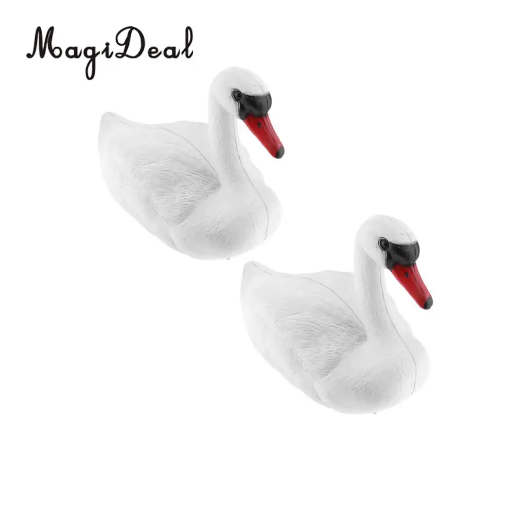 MagiDeal 2 Pieces Plastic Floating Swan Decoy for Hunting &Fishing Garden Scarecrow