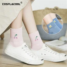 Женские креативные милые носки с ананасами Фрукты Вишня Kawaii арбуз/клубника жаккард Sokken Art Calcetines Mujer